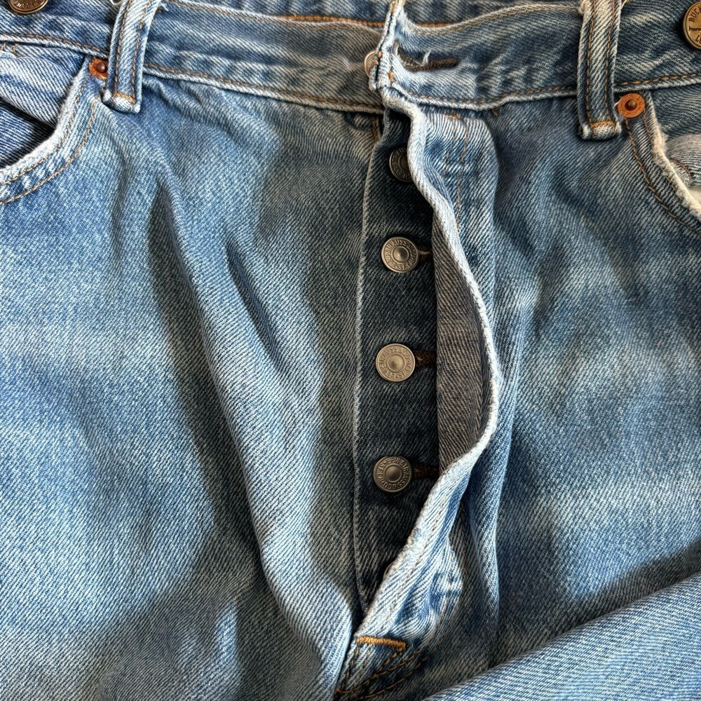 Levi's 501 Mens Button Fly Distressed Jeans Blue W40 L34 Bucksaw Logger Buttons - Picture 2 of 8